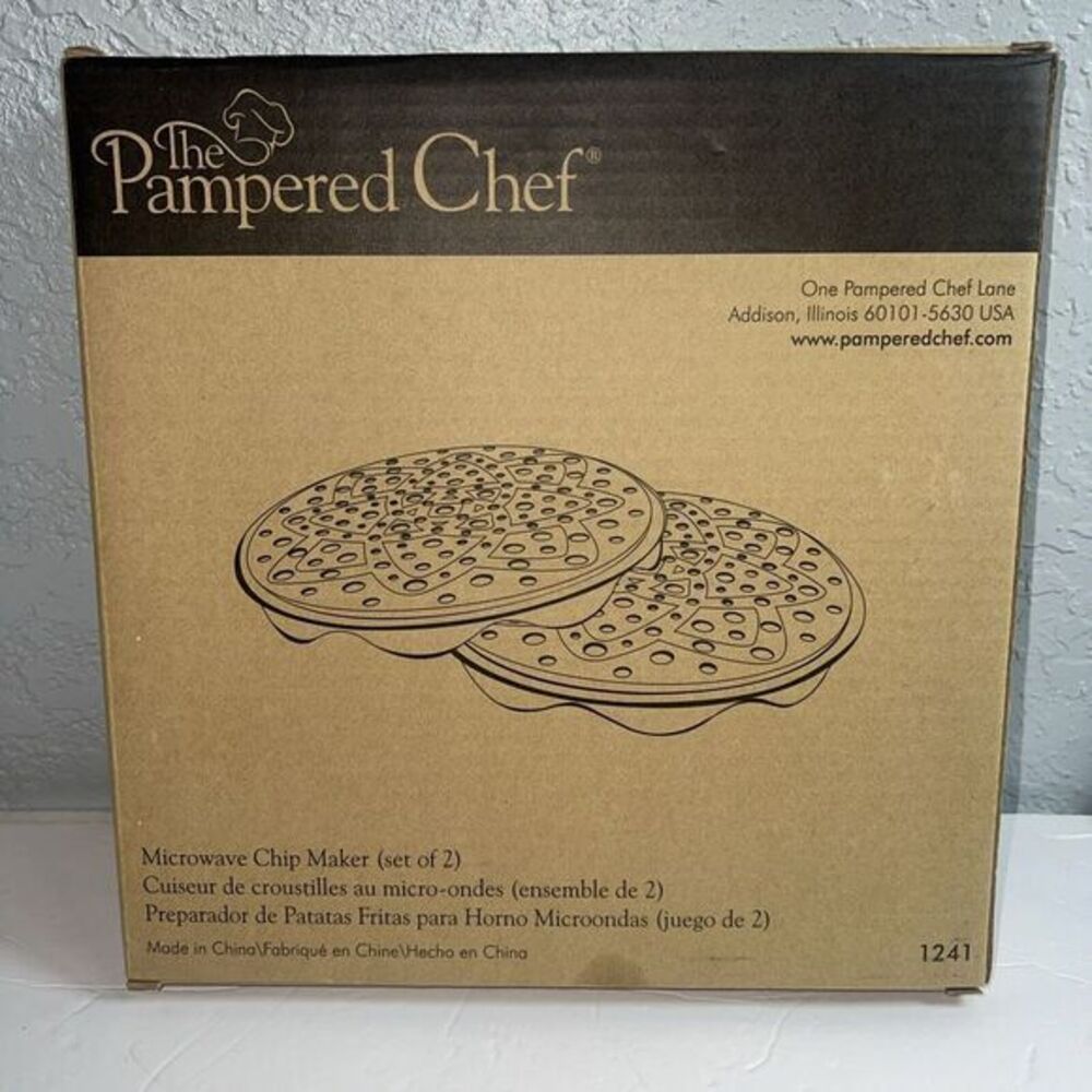 Pampered Chef Set‎ of 2 Microwave Chip Makers Silicone Gray #1241-New In Box